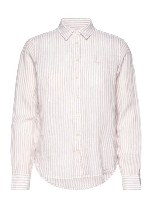 GANT Reg Linen Stripe Shirt GANT Cream