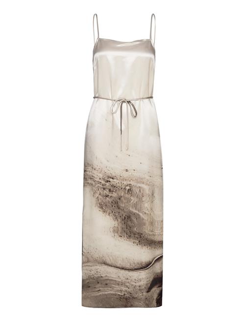 Calvin Klein Travertine Print Midi Slip Dress Calvin Klein Grey