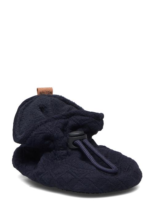 Melton Quilted Textile Slippers Melton Navy