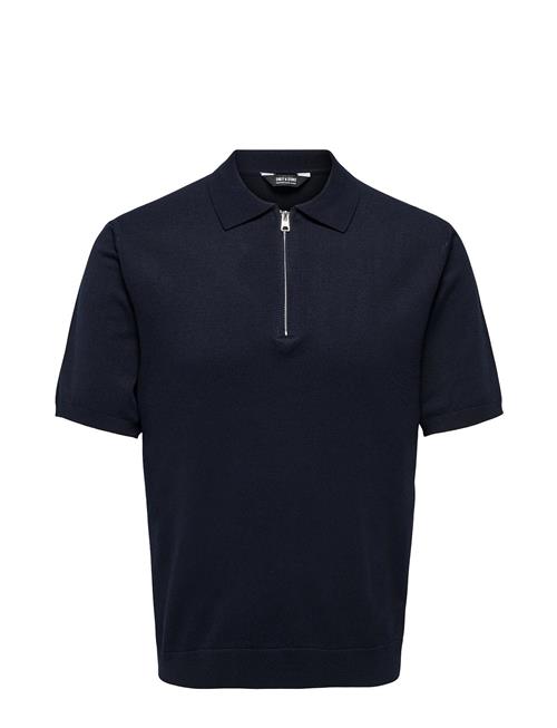 Se ONLY & SONS Onswyler Life Reg 14 Ss Zip Polo Knit ONLY & SONS Navy ved Booztlet