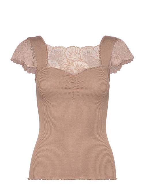 Se Rosemunde Silk T-Shirt W/ Lace Rosemunde Brown ved Booztlet