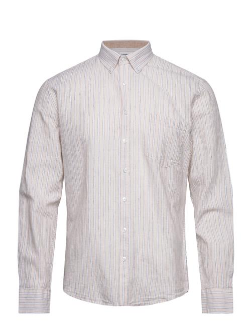 Lindbergh Striped Cotton/Linen Shirt L/S Lindbergh Cream