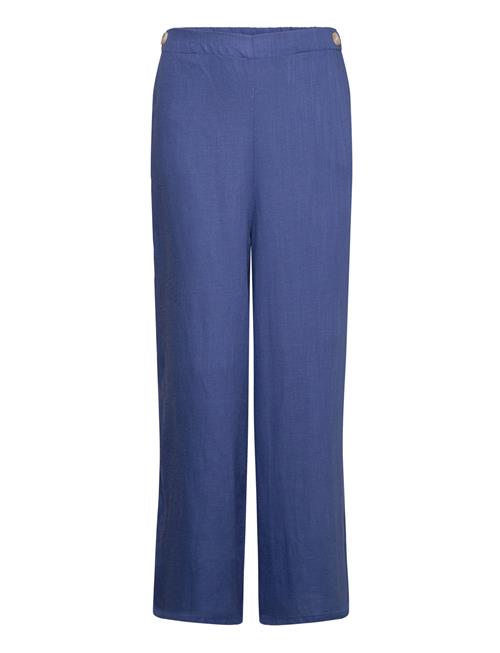 Mango Linen Trousers With Buttons Mango Blue