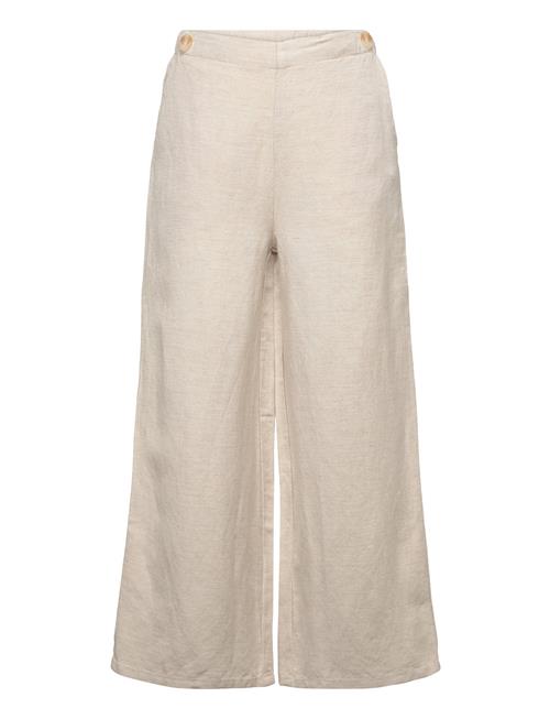 Linen Trousers With Buttons Mango Beige