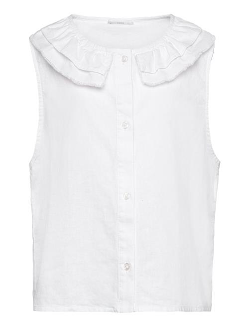 Button Linen-Blend Blouse Mango White