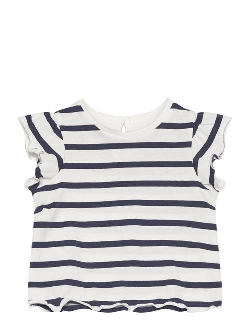 Se Mango Ruffled Striped T-Shirt Mango Patterned ved Booztlet