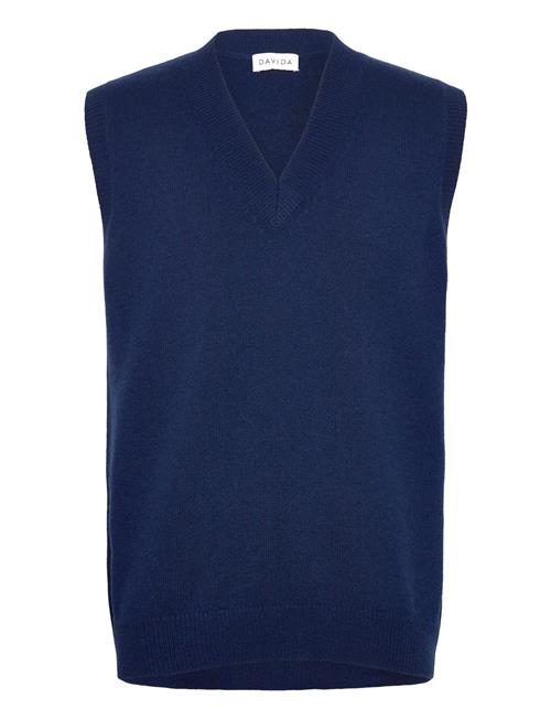 Se Davida Cashmere Man V-Neck Vest Davida Cashmere Navy ved Booztlet