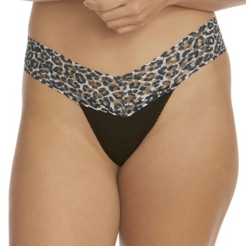 Hanky Panky Trusser 2P Classic Cotton Low Rise Thong Sort mønstret bomuld One Size Dame