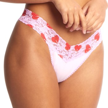 Hanky Panky Trusser 2P Cotton Original Rise Thong Rosa/Rød bomuld One Size Dame