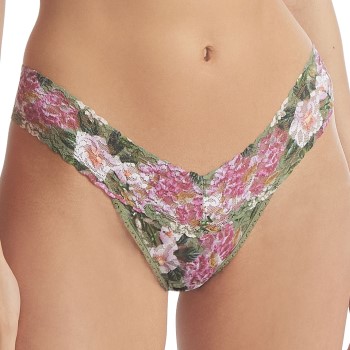 Hanky Panky Trusser 3P Printed Low Rise Thong Grøn m. blomst nylon One Size Dame