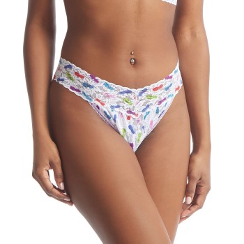 Hanky Panky Trusser 3P Printed Original Rise Thong Hvid m farvet mønster nylon One Size Dame