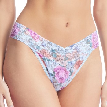 Hanky Panky Trusser 2P Printed Original Rise Thong Blå Mønster nylon One Size Dame