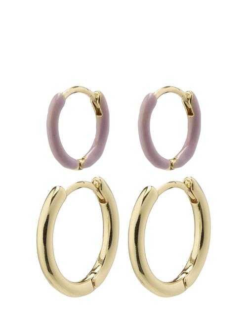 Pilgrim Marit Purple Hoop Earrings 2-In-1 Set Pilgrim Gold