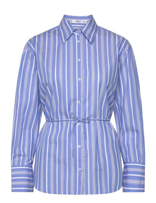 Mango Striped Bow Blouse Mango Blue