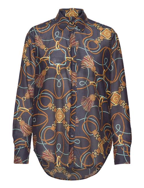 Rel Rope Print Cot Silk Shirt GANT Navy