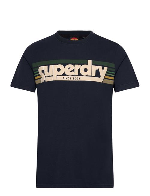 Superdry Terrain Striped Logo T Shirt Superdry Navy