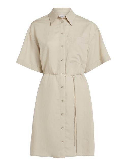 Calvin Klein Linen Blend Relaxed Shirt Dress Calvin Klein Beige