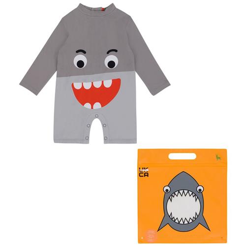 Se Stella McCartney Kids UV-dragt Med Hajprint Grå | Grå | 9 months ved Babyshop