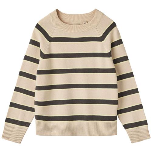 Fliink Favo Stribet Strikket Trøje Sandshell/Magnet | Beige | 3 years