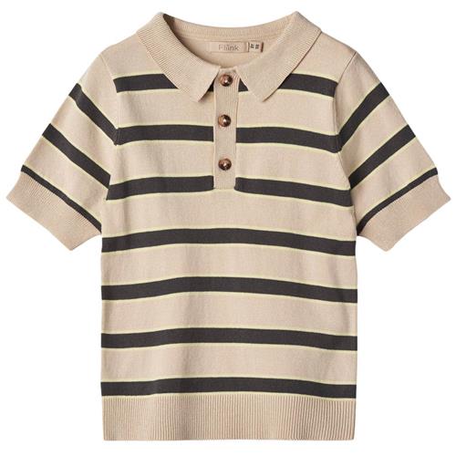 Se Fliink Favo Stribet Fintstrikket Poloshirt Sandshell/Magnet | Beige | 2 years ved Babyshop