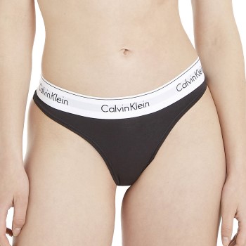 Calvin Klein Trusser 2P Modern Cotton Thong Sort Medium Dame