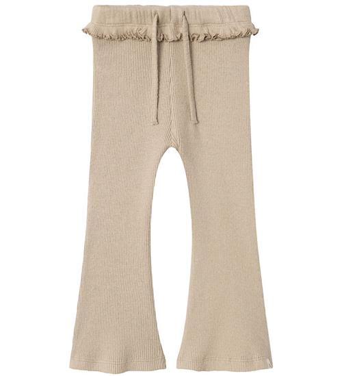 Se Lil Atelier Lil' Atelier Leggings - Strik - Rib - NmfSophia - Travertine/Mel ved KidsWorld