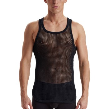 Se Dovre Wool Mesh Tank Top Sort uld Small Herre ved Timarco