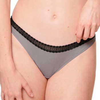 Sloggi Trusser 2P GO Ribbed Brazilian Briefs Sort/Grå økologisk bomuld Medium Dame