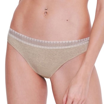 Sloggi Trusser 2P GO Ribbed Brazilian Briefs Elfenben økologisk bomuld Large Dame