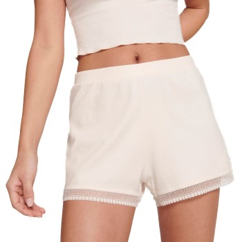 Se Sloggi GO Ribbed Short Creme bomuld X-Small Dame ved Timarco