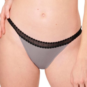 Sloggi Trusser 2P GO Ribbed Tanga Briefs Sort/Grå økologisk bomuld Medium Dame