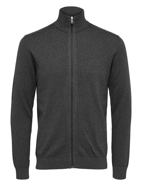 Se Slhberg Full Zip Cardigan Noos Selected Homme Grey ved Booztlet