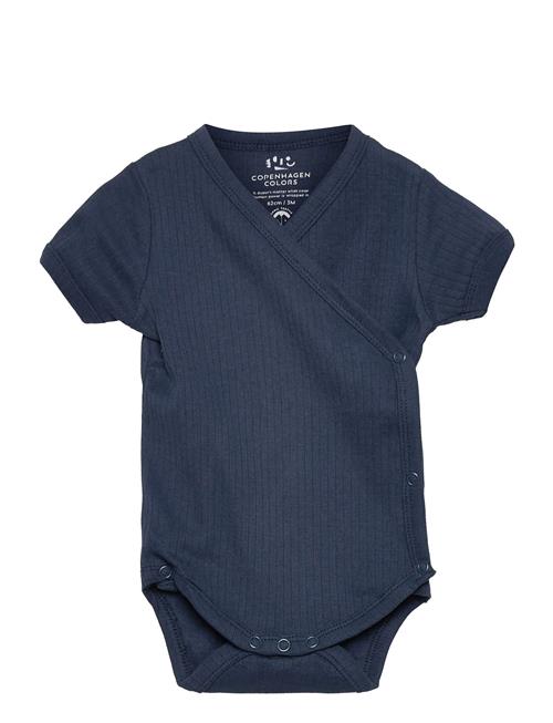 Copenhagen Colors Baby Rib Jersey Body Crossover W. Ss Copenhagen Colors Blue