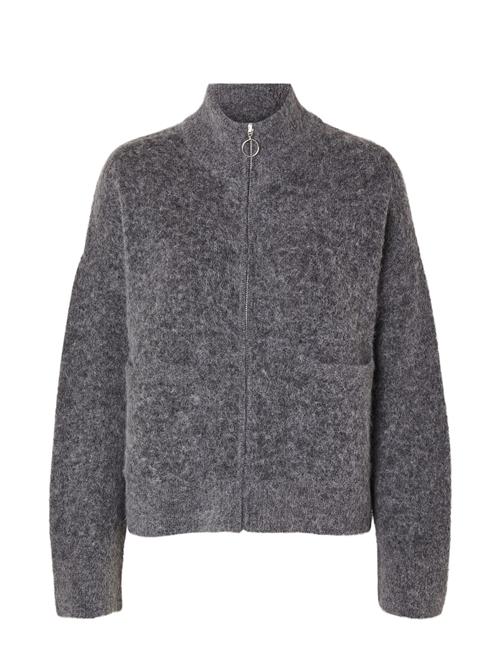 Se Slfsia Ras Ls Knit Zipper Cardigan Noos Selected Grey ved Booztlet