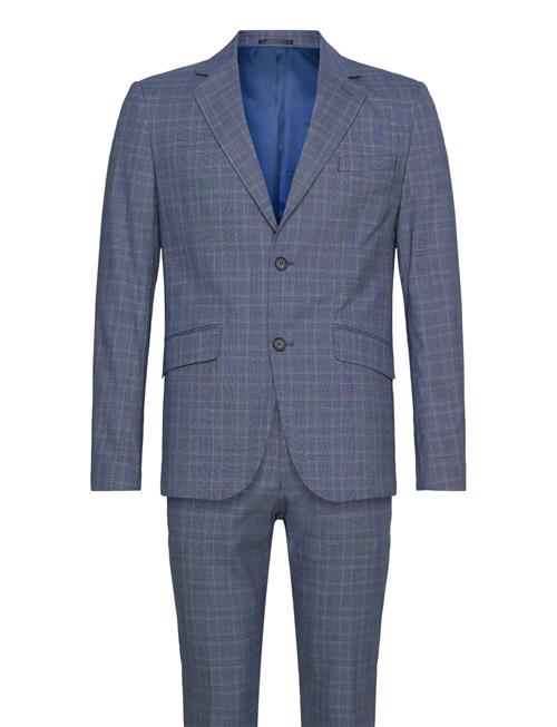 Se Lindbergh Checked Stretch Suit Lindbergh Blue ved Booztlet