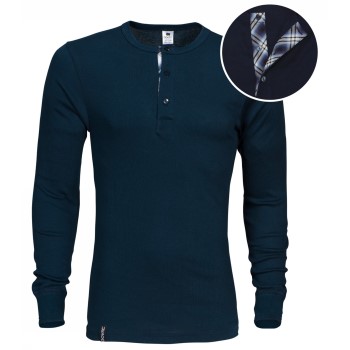 Se Dovre Organic Cotton Grand Dad Rib Shirt Marineblå økologisk bomuld XX-Large Herre ved Timarco