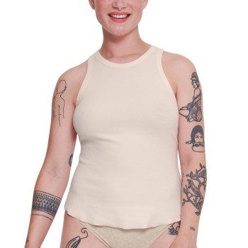 Sloggi GO Ribbed Tank Top Creme bomuld Large Dame