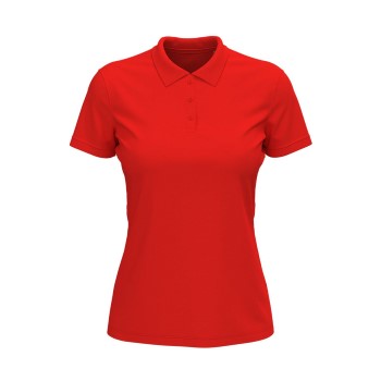 Se Stedman Lux Short Sleeve Polo For Women Rød bomuld Small Dame ved Timarco