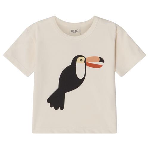 Se Kuling GOTS Santorini T-shirt Med Tryk Med Tukan Cremefarvet | Hvid | 110/116 cm ved Babyshop