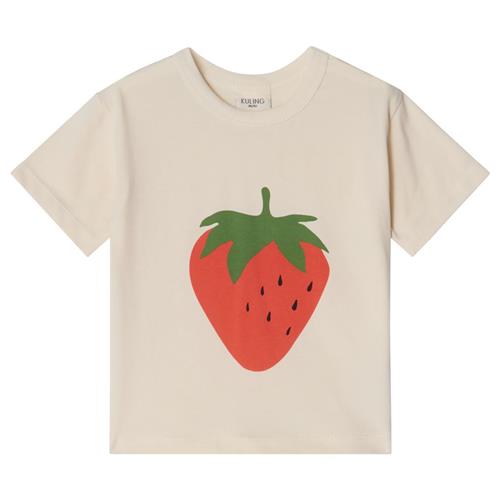 Se Kuling GOTS Santorini T-shirt Med Tryk Med Jordbær Cremefarvet | Hvid | 74/80 cm ved Babyshop