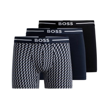 BOSS 3P Bold Design BoxerBr Sort/Blå bomuld Medium Herre