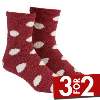 Damella Strømper Fluffy Socks Rød/Hvid polyester Str 35/38 Dame