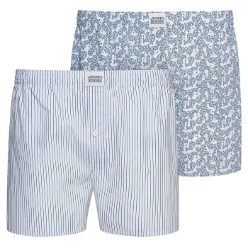 Jockey 2P Woven Boxer Shorts Blå/Hvid bomuld Medium Herre