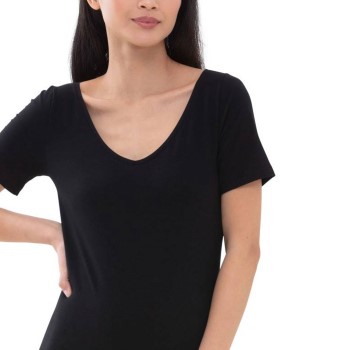 Se Mey Superfine Organic V-Neck T-Shirt Sort bomuld 40 Dame ved Timarco