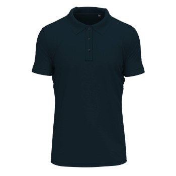 Se Stedman Clive Short Sleeve Polo Marineblå ringspundet bomuld Large Herre ved Timarco