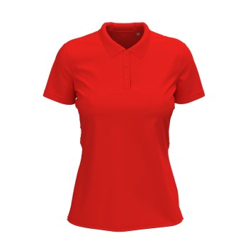 Se Stedman Claire Short Sleeve Polo Rød ringspundet bomuld Small Dame ved Timarco