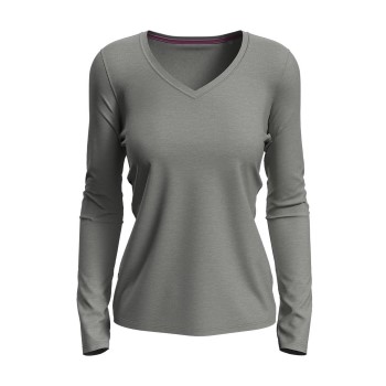 Stedman Claire V-neck Long Sleeve Gråmelerad ringspundet bomuld Small Dame