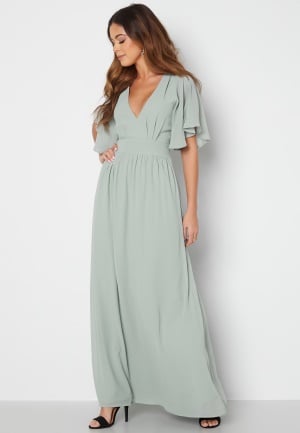 Bubbleroom Occasion Butterfly Sleeve Chiffon Gown Dusty green 44