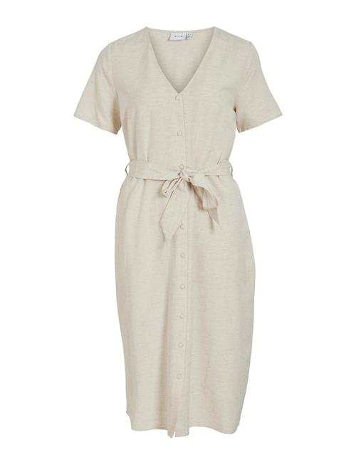 Vila Viprisilla S/S V-Neck Midi Dress Vila Cream