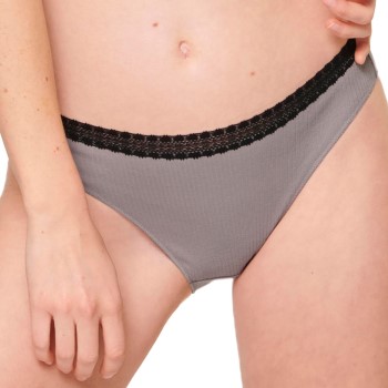 Sloggi Trusser 2P GO Ribbed Tai Briefs Sort/Grå økologisk bomuld Medium Dame